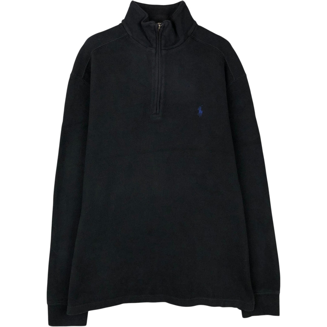 Ralph Lauren POLO by Ralph Lauren Half-Zip Sweatshirt, Men's M cotton black type Vintage Second Hand