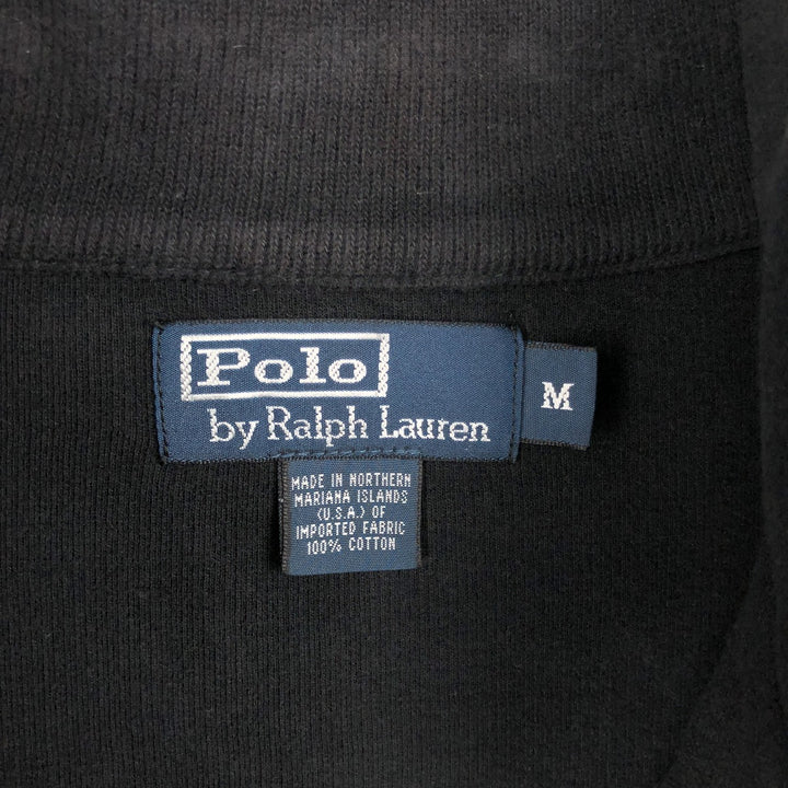 Ralph Lauren POLO by Ralph Lauren Half-Zip Sweatshirt, Men's M cotton black type Vintage Second Hand