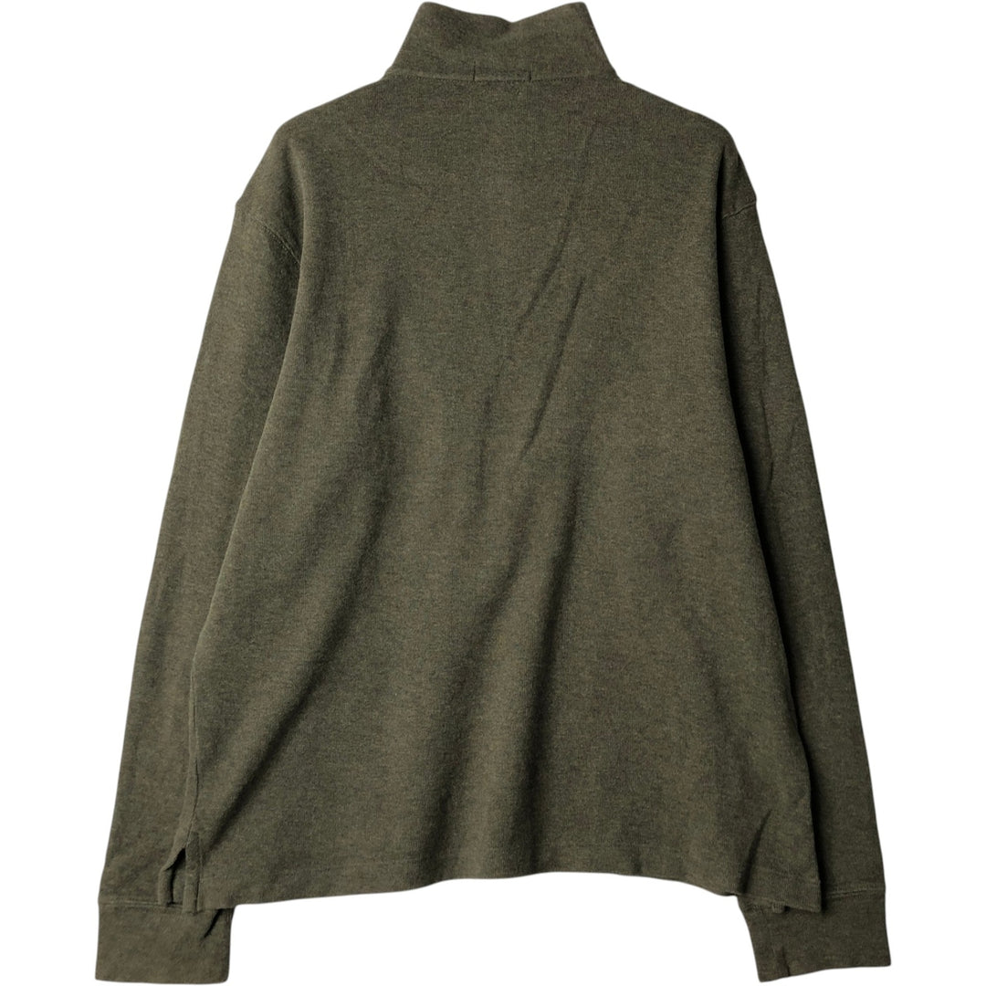 Ralph Lauren POLO RALPH LAUREN ESTATE RIB Rib Knit Half-Zip Sweatshirt (Men's Size L) cotton Khaki type Vintage Second Hand