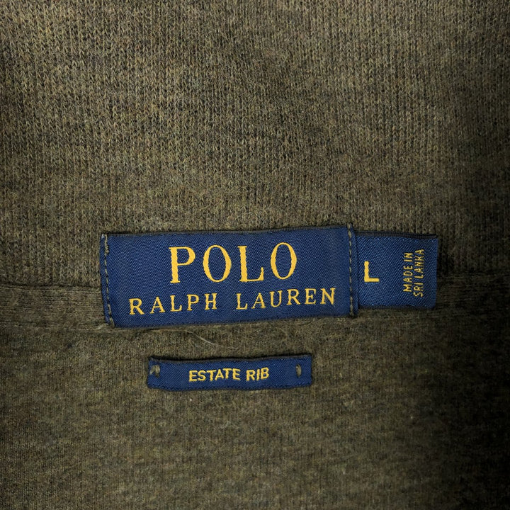 Ralph Lauren POLO RALPH LAUREN ESTATE RIB Rib Knit Half-Zip Sweatshirt (Men's Size L) cotton Khaki type Vintage Second Hand