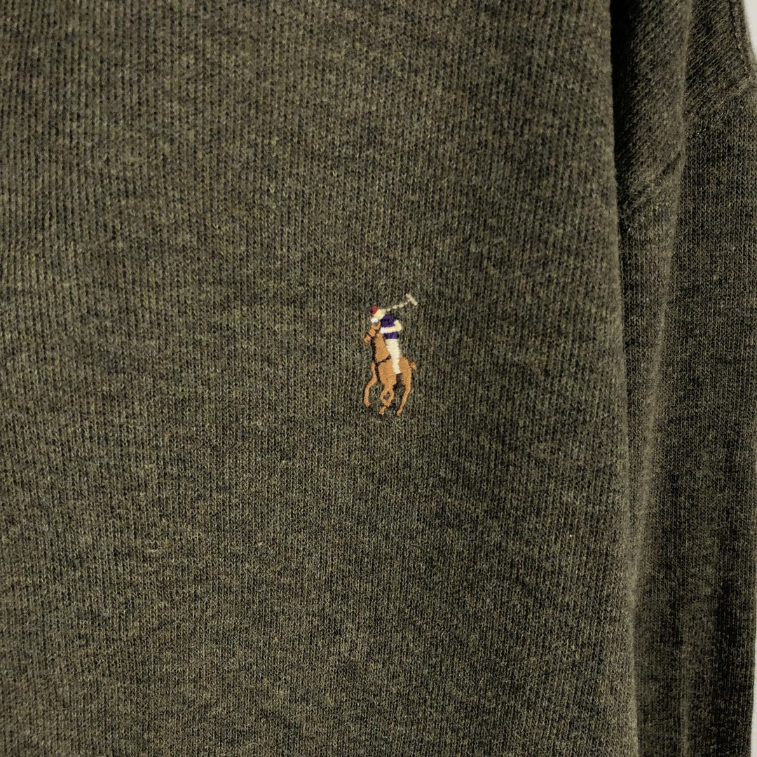 Ralph Lauren POLO RALPH LAUREN ESTATE RIB Rib Knit Half-Zip Sweatshirt (Men's Size L) cotton Khaki type Vintage Second Hand