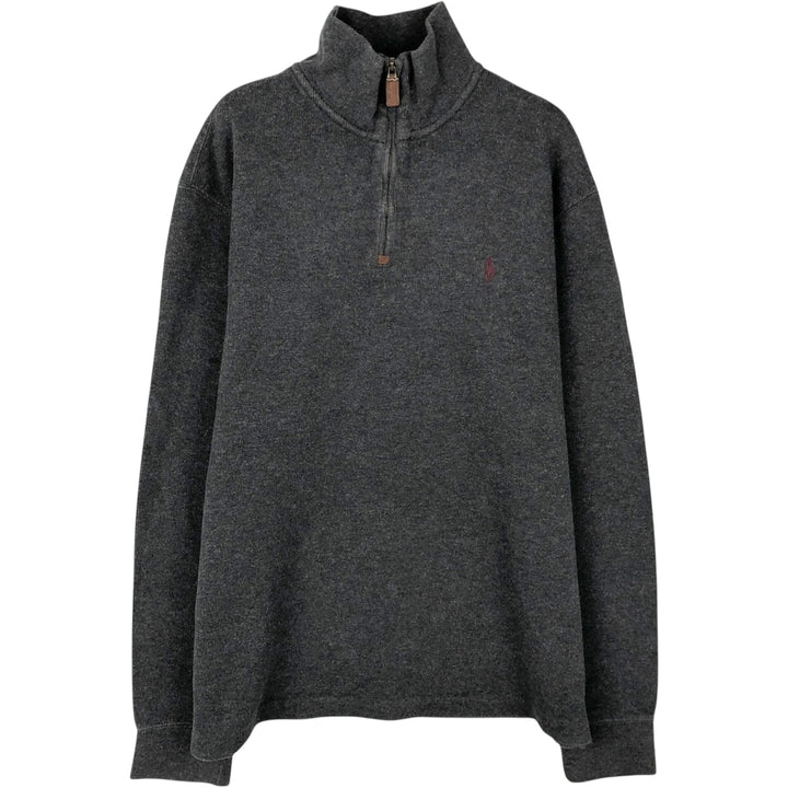 Ralph Lauren POLO by Ralph Lauren Half-Zip Sweatshirt, Men's M cotton Charcoal Vintage Second Hand
