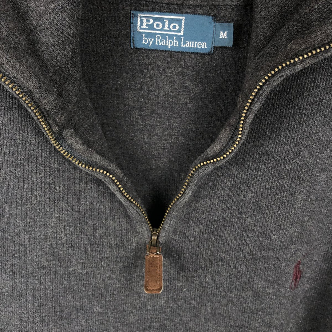 Ralph Lauren POLO by Ralph Lauren Half-Zip Sweatshirt, Men's M cotton Charcoal Vintage Second Hand