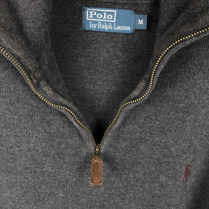 Ralph Lauren POLO by Ralph Lauren Half-Zip Sweatshirt, Men's M cotton Charcoal Vintage Second Hand