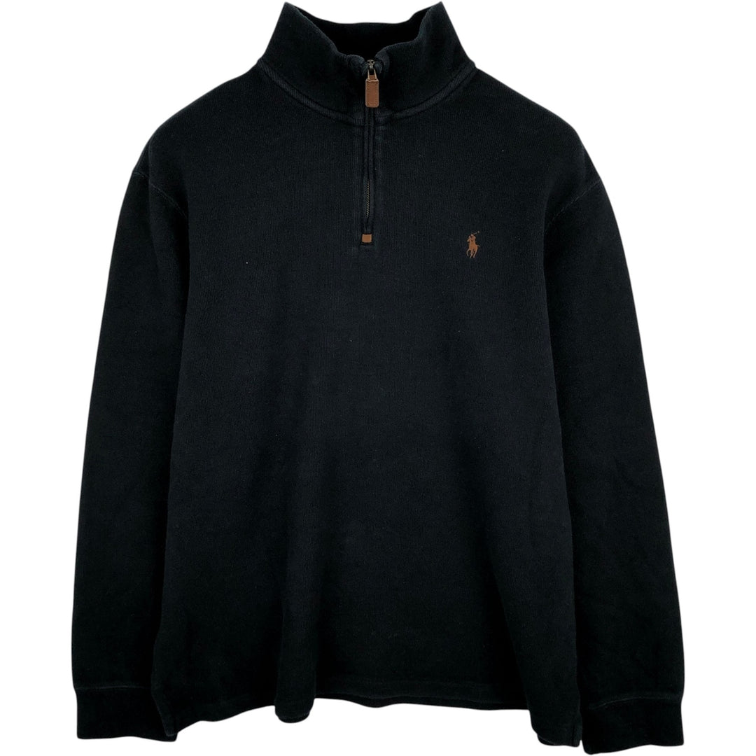 Ralph Lauren POLO RALPH LAUREN Half-zip sweatshirt, sweatshirt, men's size L cotton black type Vintage Second Hand