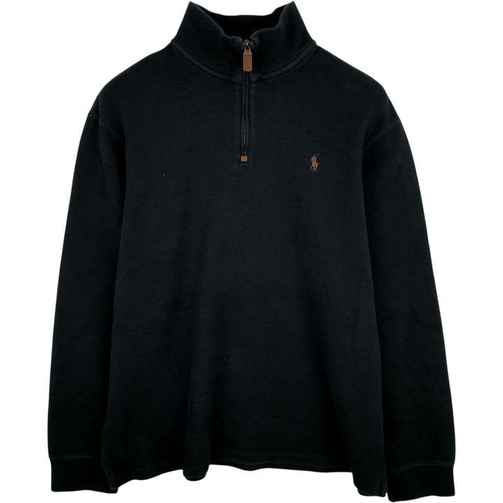 Ralph Lauren POLO RALPH LAUREN Half-zip sweatshirt, sweatshirt, men's size L cotton black type Vintage Second Hand