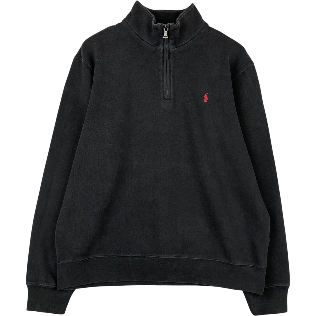 Ralph Lauren POLO by Ralph Lauren Half-Zip Sweatshirt, Men's XL cotton black type Vintage Second Hand