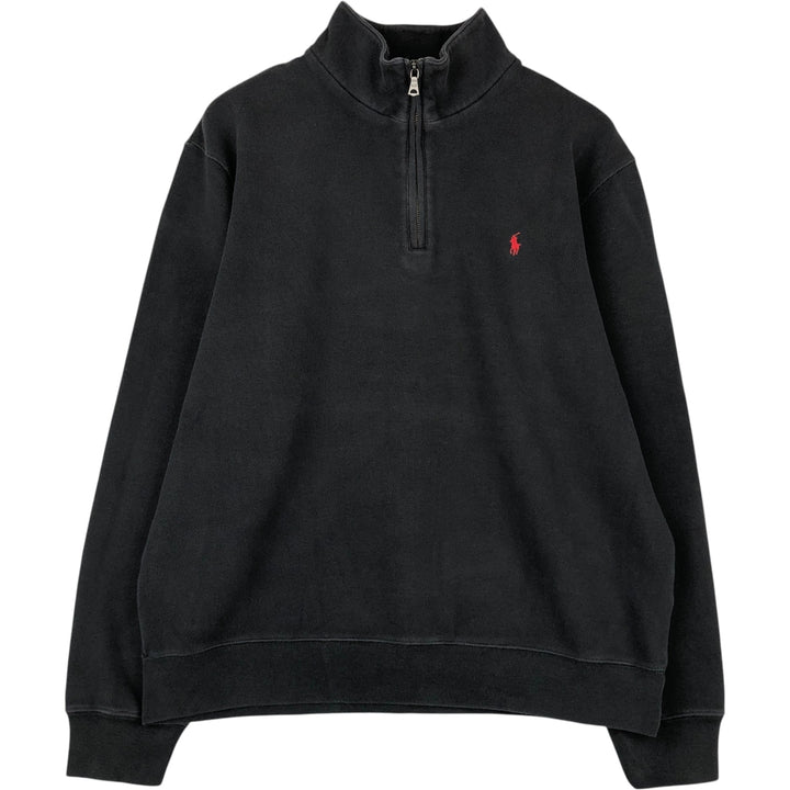 Ralph Lauren POLO by Ralph Lauren Half-Zip Sweatshirt, Men's XL cotton black type Vintage Second Hand