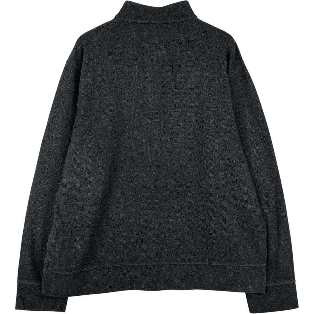 Ralph Lauren POLO RALPH LAUREN Herringbone Half-Zip Sweatshirt (Men's Size XL) cotton Charcoal Vintage Second Hand