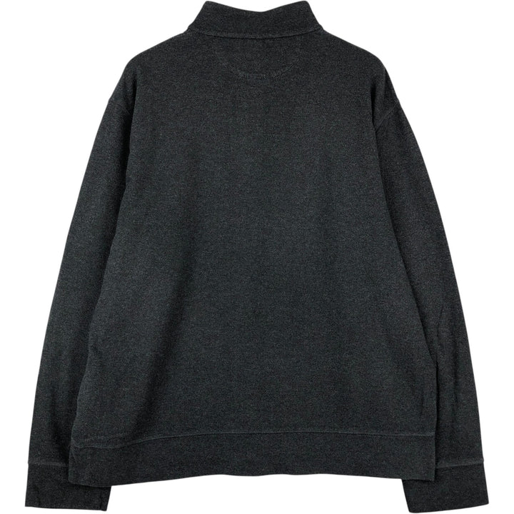 Ralph Lauren POLO RALPH LAUREN Herringbone Half-Zip Sweatshirt (Men's Size XL) cotton Charcoal Vintage Second Hand