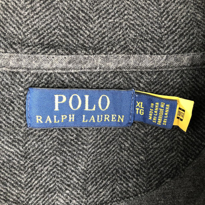 Ralph Lauren POLO RALPH LAUREN Herringbone Half-Zip Sweatshirt (Men's Size XL) cotton Charcoal Vintage Second Hand