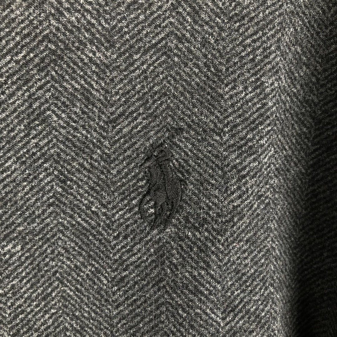 Ralph Lauren POLO RALPH LAUREN Herringbone Half-Zip Sweatshirt (Men's Size XL) cotton Charcoal Vintage Second Hand
