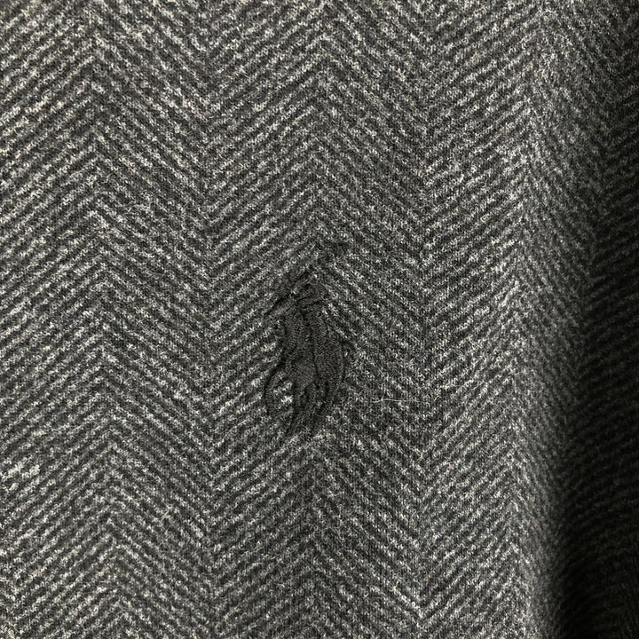 Ralph Lauren POLO RALPH LAUREN Herringbone Half-Zip Sweatshirt (Men's Size XL) cotton Charcoal Vintage Second Hand