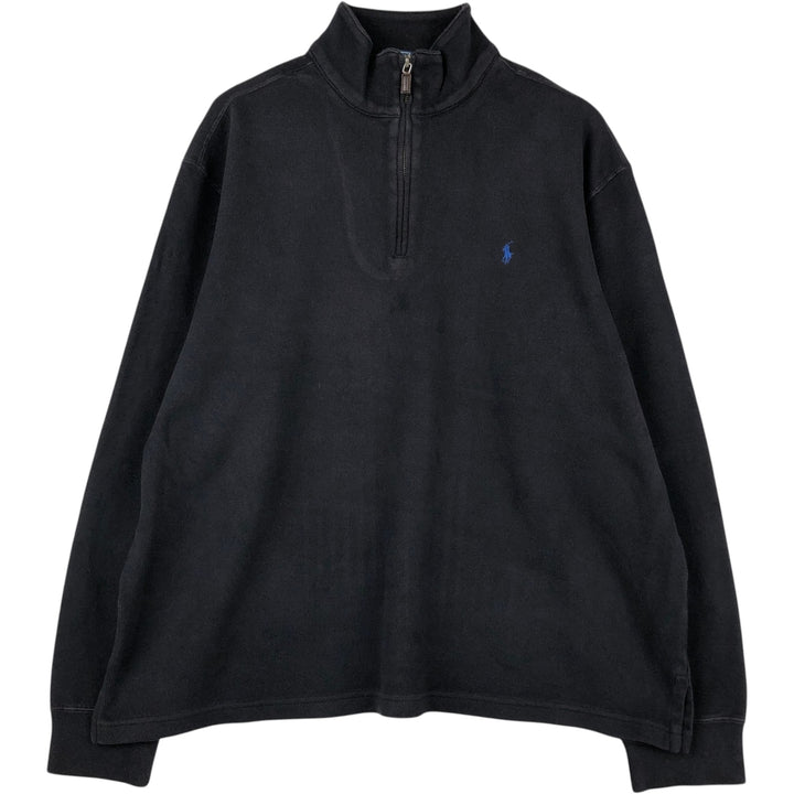 Ralph Lauren POLO by Ralph Lauren Half-Zip Sweatshirt, Men's XXL cotton navy blue type Vintage Second Hand