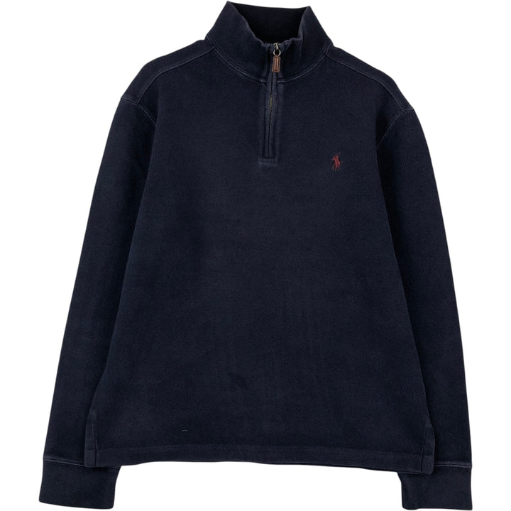 Ralph Lauren POLO by Ralph Lauren Half-Zip Sweatshirt, Men's M cotton navy blue type Vintage Second Hand