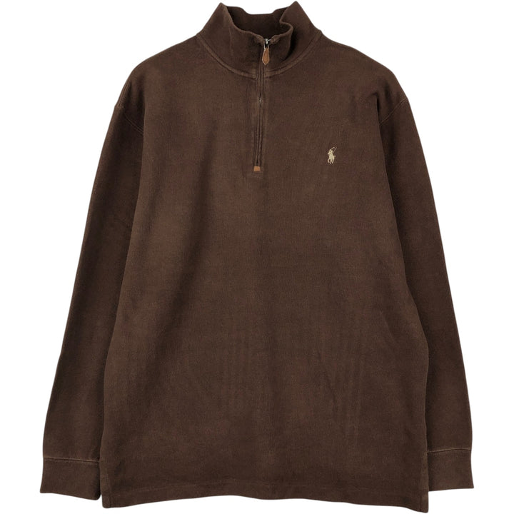 Ralph Lauren POLO by Ralph Lauren Half-Zip Sweatshirt, Men's Size L cotton brown type Vintage Second Hand