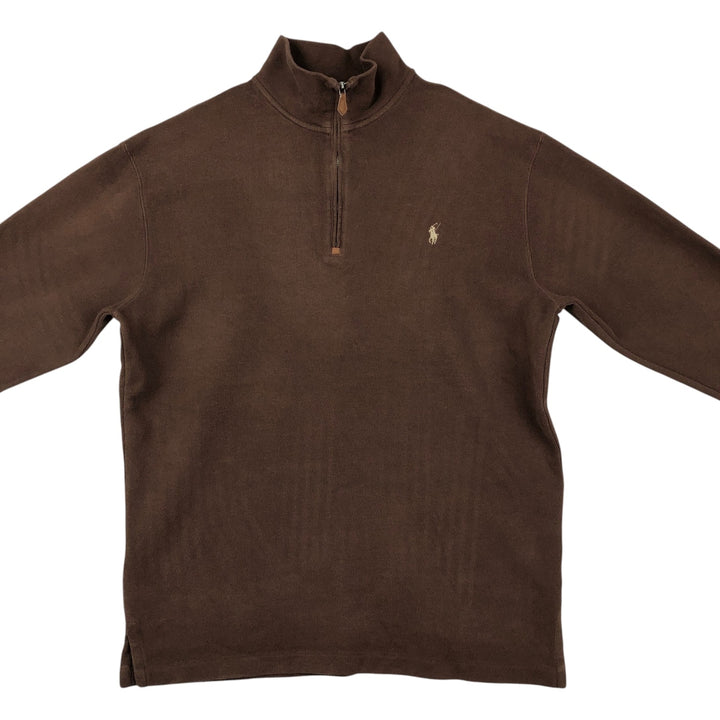 Ralph Lauren POLO by Ralph Lauren Half-Zip Sweatshirt, Men's Size L cotton brown type Vintage Second Hand