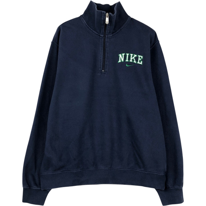 2000'S Nike Half-Zip Sweatshirt (Men's Size L) cotton navy blue type Vintage Second Hand