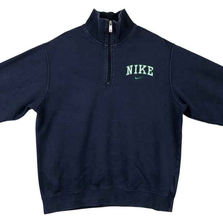 2000'S Nike Half-Zip Sweatshirt (Men's Size L) cotton navy blue type Vintage Second Hand