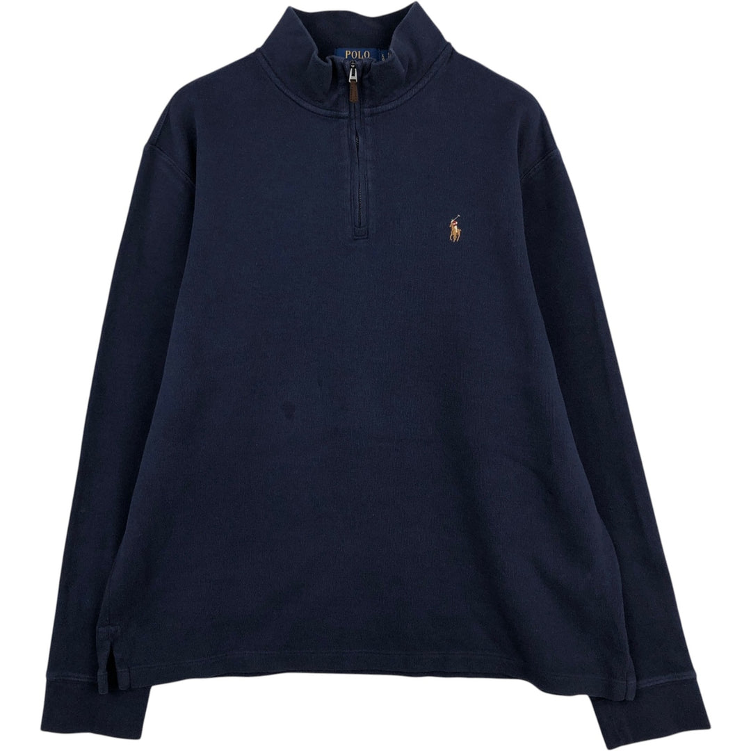 Ralph Lauren POLO RALPH LAUREN ESTATE RIB half-zip sweatshirt, sweatshirt, men's size L cotton navy blue type Vintage Second Hand