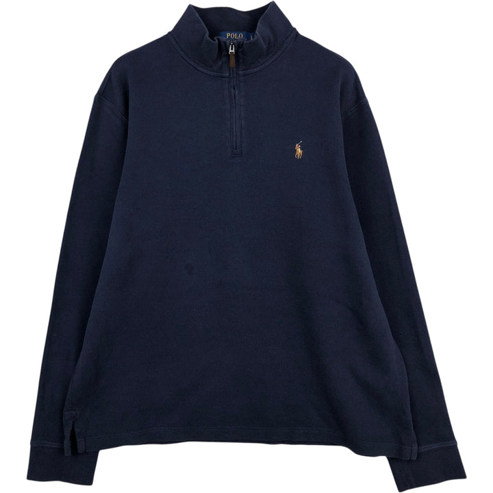 Ralph Lauren POLO RALPH LAUREN ESTATE RIB half-zip sweatshirt, sweatshirt, men's size L cotton navy blue type Vintage Second Hand