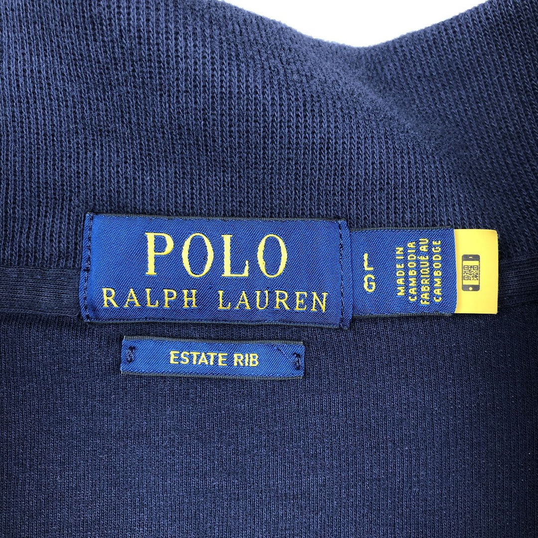 Ralph Lauren POLO RALPH LAUREN ESTATE RIB half-zip sweatshirt, sweatshirt, men's size L cotton navy blue type Vintage Second Hand