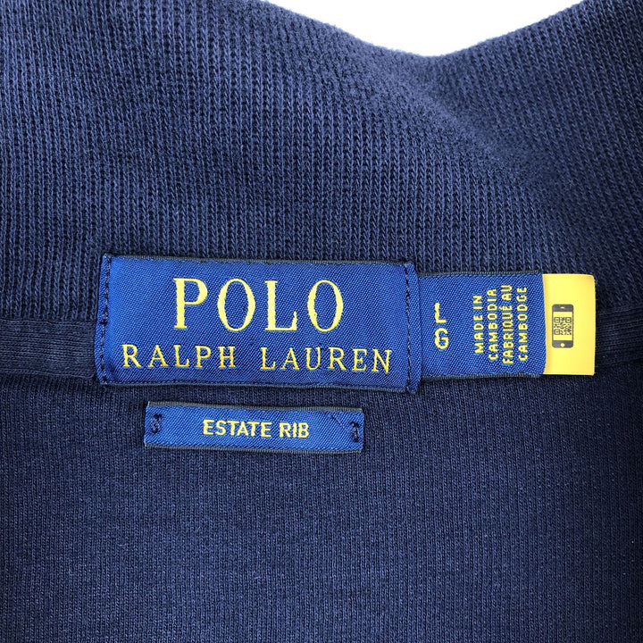 Ralph Lauren POLO RALPH LAUREN ESTATE RIB half-zip sweatshirt, sweatshirt, men's size L cotton navy blue type Vintage Second Hand