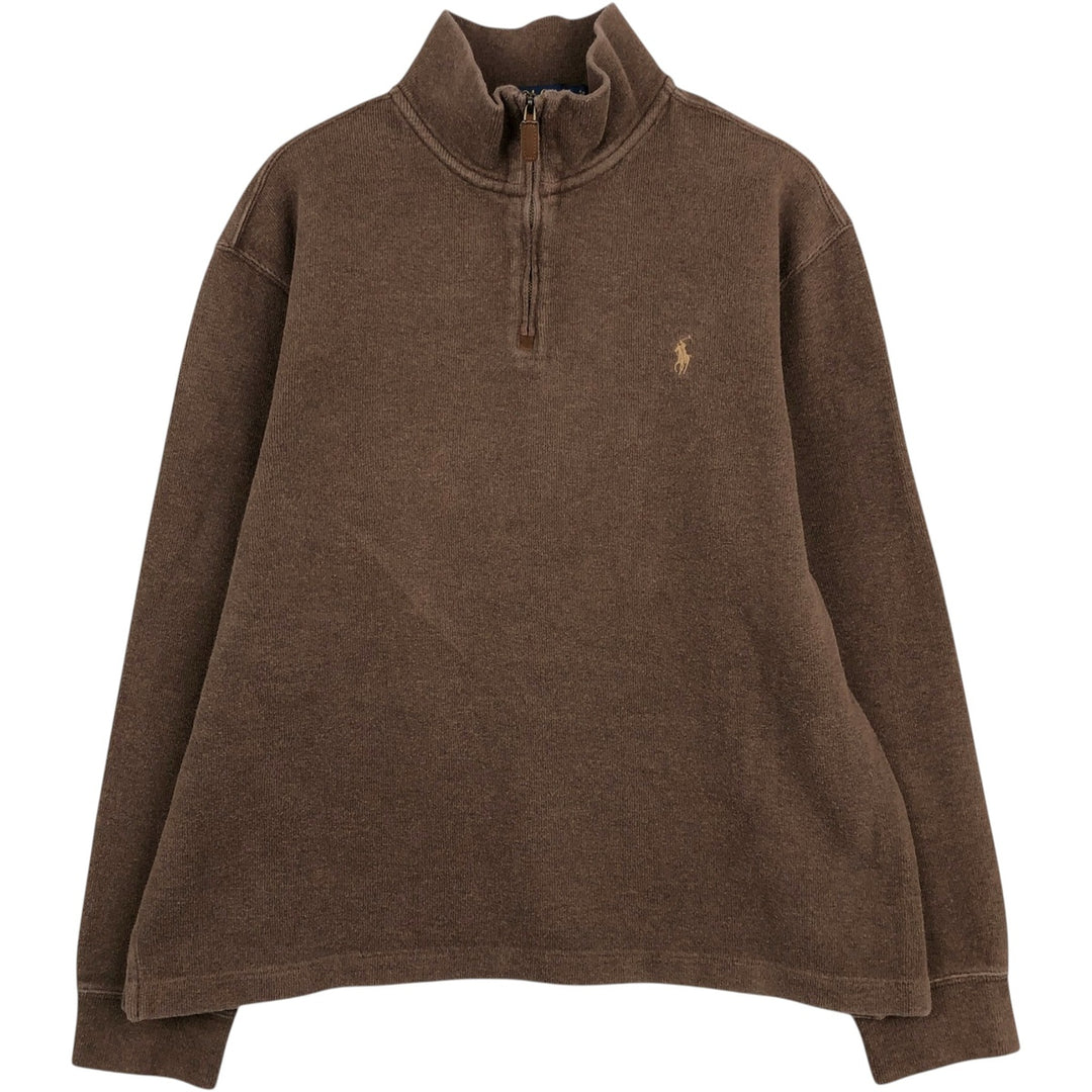 Ralph Lauren POLO RALPH LAUREN Half-zip sweatshirt, sweatshirt, men's size L cotton brown type Vintage Second Hand