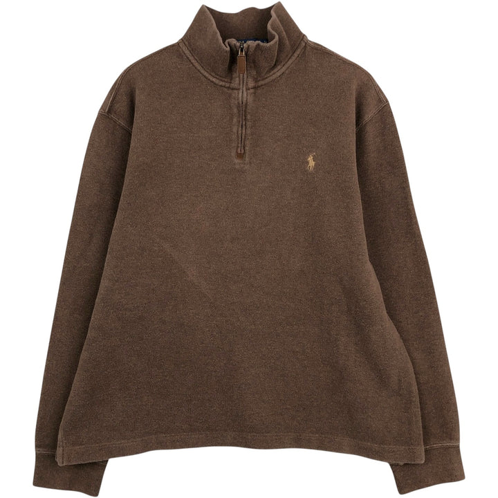 Ralph Lauren POLO RALPH LAUREN Half-zip sweatshirt, sweatshirt, men's size L cotton brown type Vintage Second Hand