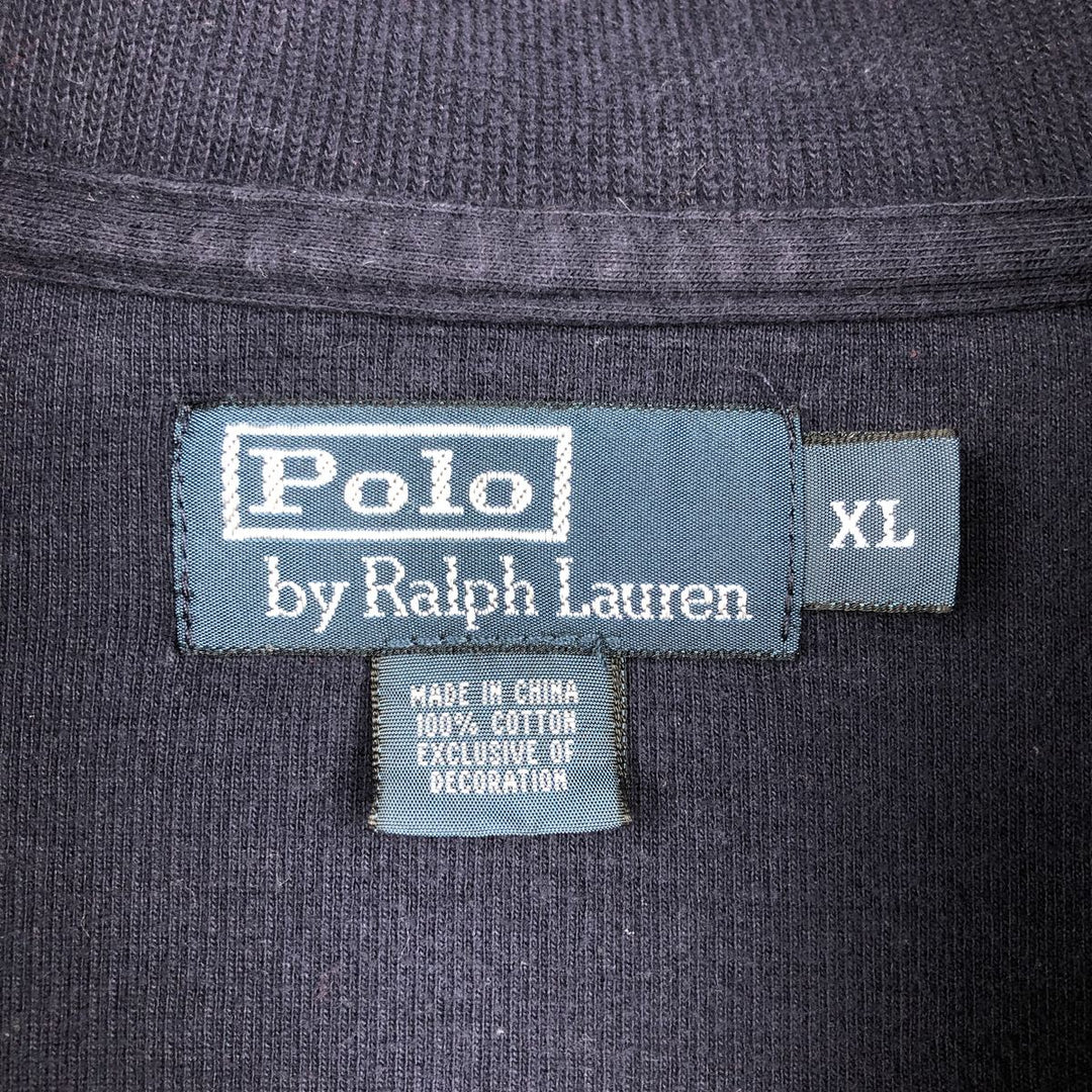 Ralph Lauren POLO by Ralph Lauren Half-Zip Sweatshirt, Men's XL cotton navy blue type Vintage Second Hand