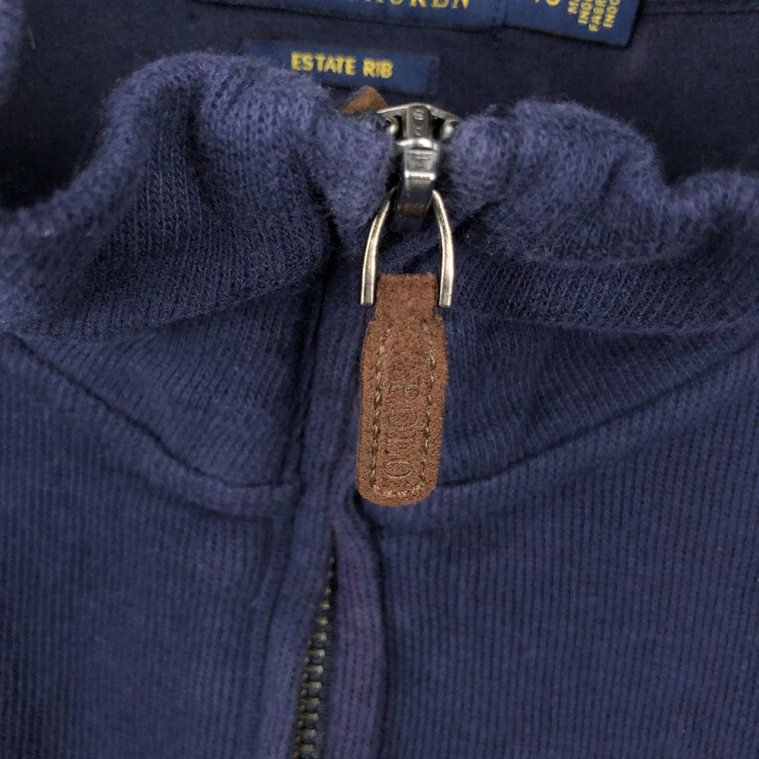 Ralph Lauren ESTATE RIB Rib Knit Half-Zip Sweatshirt (Men's Size XL) cotton navy blue type Vintage Second Hand