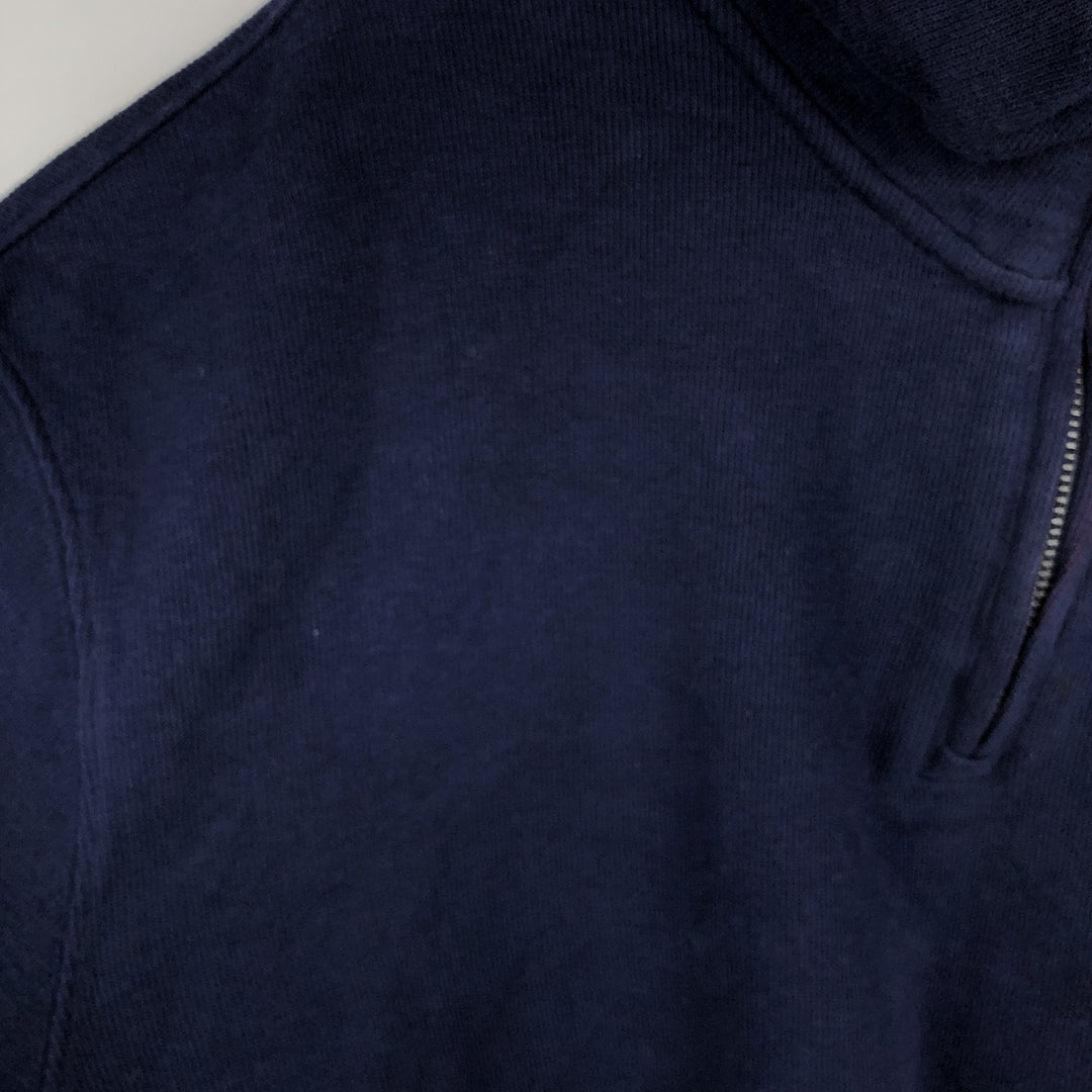 Ralph Lauren ESTATE RIB Rib Knit Half-Zip Sweatshirt (Men's Size XL) cotton navy blue type Vintage Second Hand