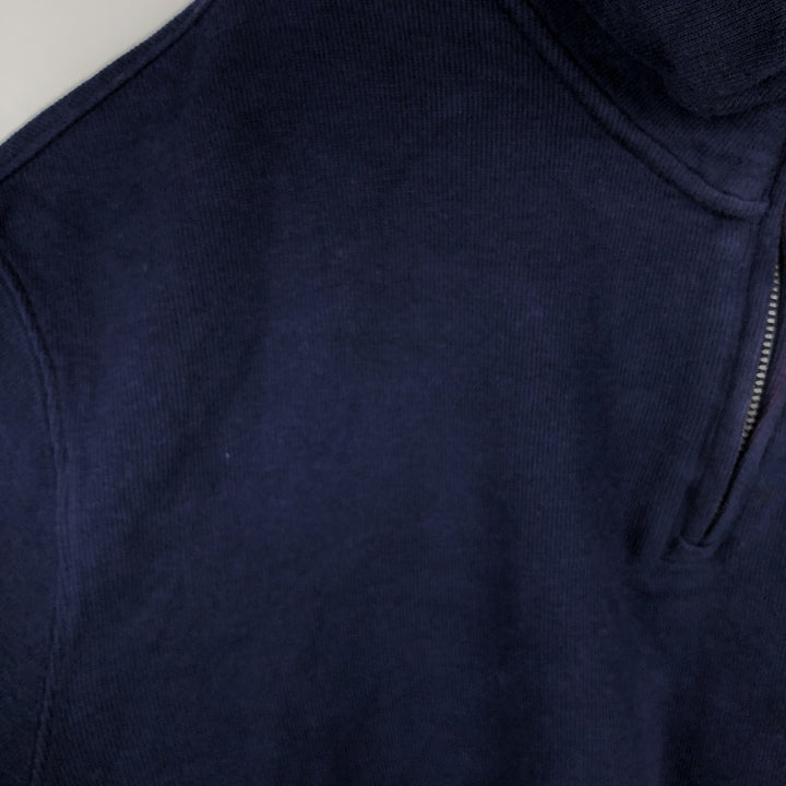 Ralph Lauren ESTATE RIB Rib Knit Half-Zip Sweatshirt (Men's Size XL) cotton navy blue type Vintage Second Hand