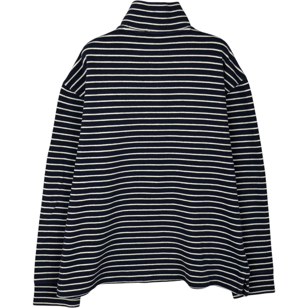 Ralph Lauren POLO RALPH LAUREN Striped Pattern Half-Zip Sweatshirt (Men's Size M) cotton navy blue type Vintage Second Hand
