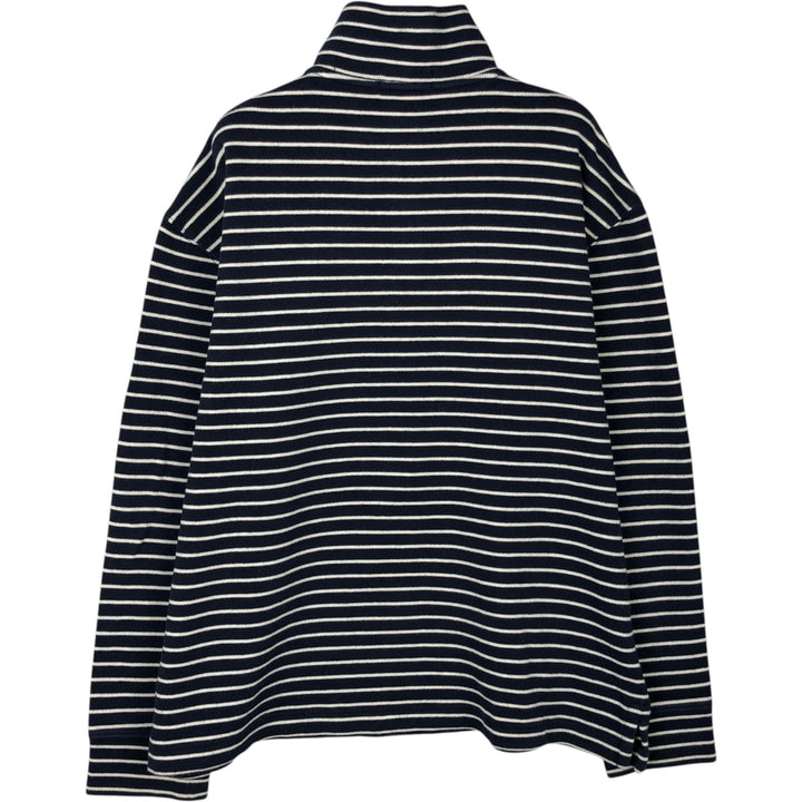 Ralph Lauren POLO RALPH LAUREN Striped Pattern Half-Zip Sweatshirt (Men's Size M) cotton navy blue type Vintage Second Hand