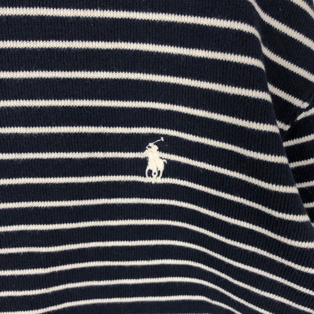 Ralph Lauren POLO RALPH LAUREN Striped Pattern Half-Zip Sweatshirt (Men's Size M) cotton navy blue type Vintage Second Hand
