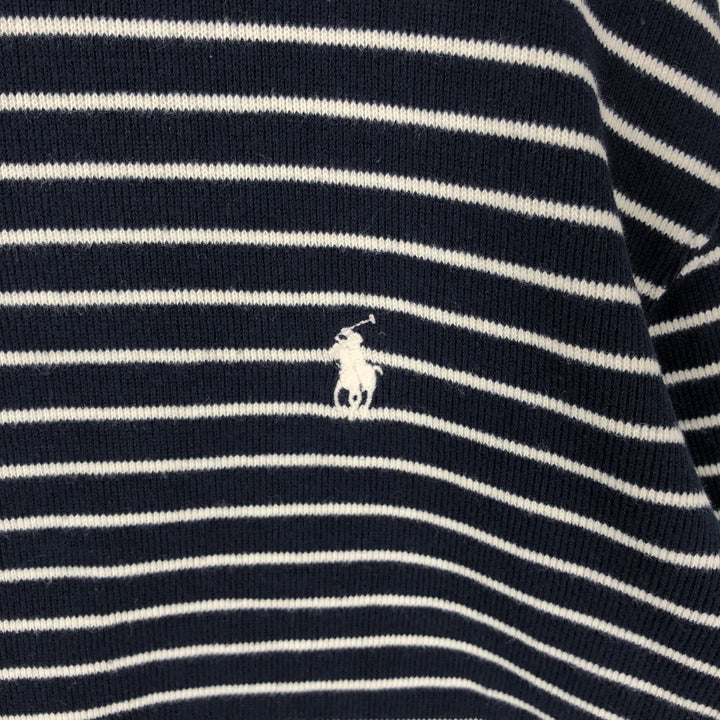 Ralph Lauren POLO RALPH LAUREN Striped Pattern Half-Zip Sweatshirt (Men's Size M) cotton navy blue type Vintage Second Hand
