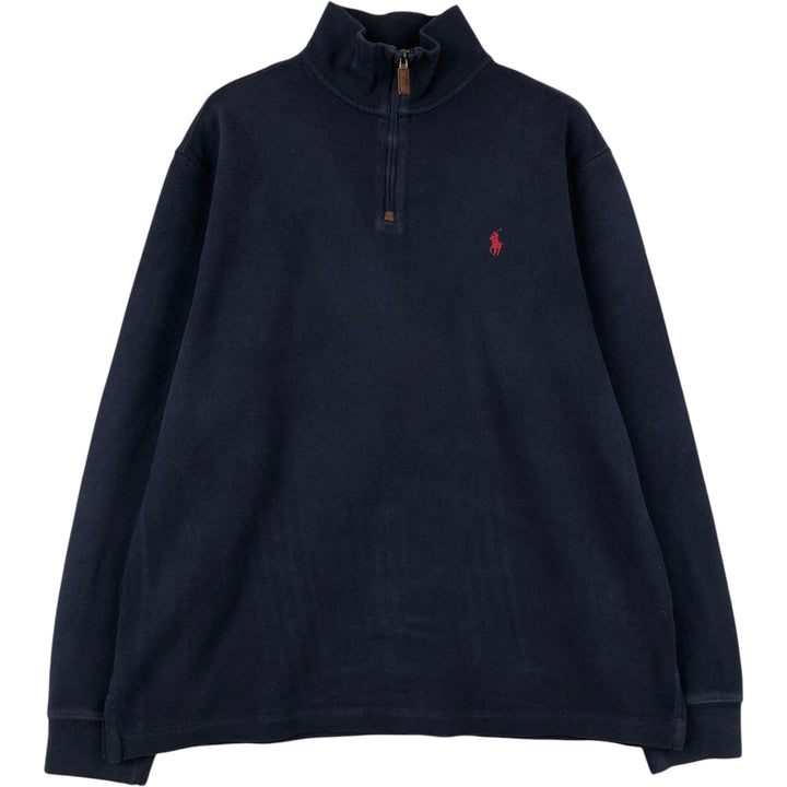 Ralph Lauren POLO RALPH LAUREN Half-zip sweatshirt, sweatshirt, men's size L cotton navy blue type Vintage Second Hand