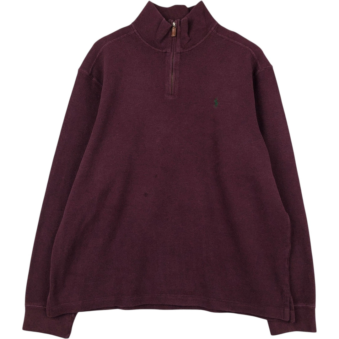 Ralph Lauren POLO by Ralph Lauren Half-Zip Sweatshirt, Men's XL cotton burgundy type Vintage Second Hand