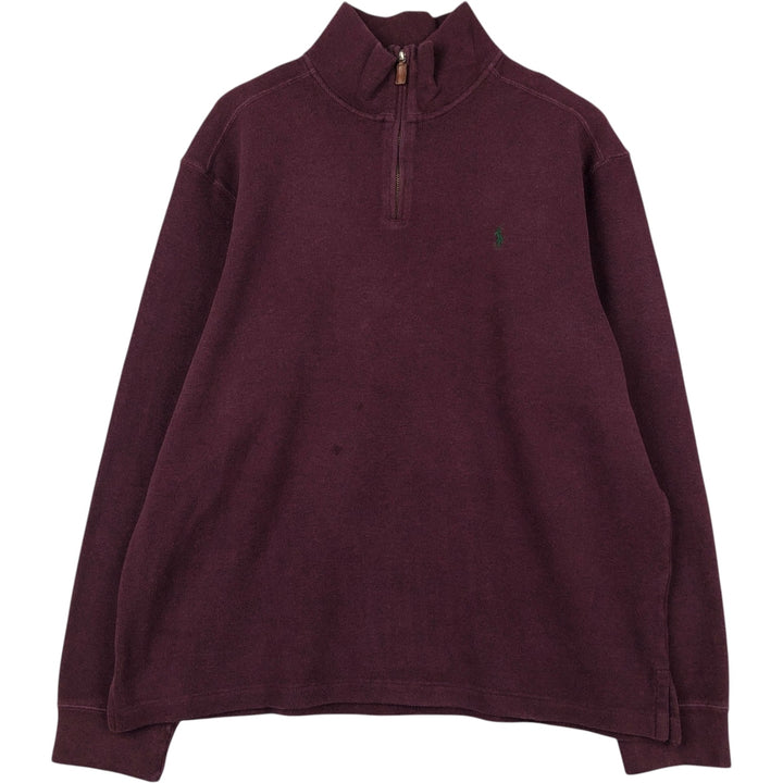 Ralph Lauren POLO by Ralph Lauren Half-Zip Sweatshirt, Men's XL cotton burgundy type Vintage Second Hand