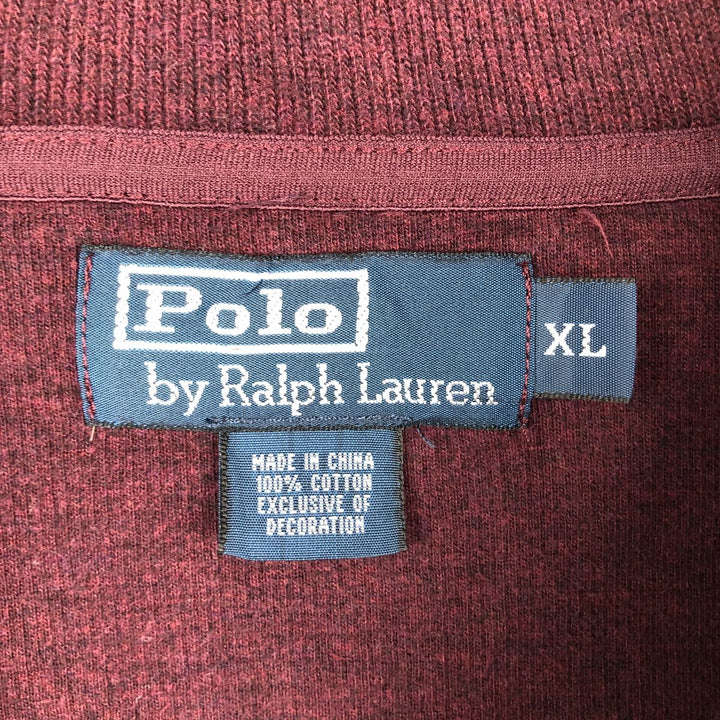 Ralph Lauren POLO by Ralph Lauren Half-Zip Sweatshirt, Men's XL cotton burgundy type Vintage Second Hand