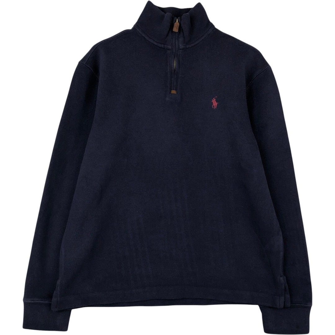 Ralph Lauren POLO RALPH LAUREN Half-zip sweatshirt, men's M size cotton navy blue type Vintage Second Hand