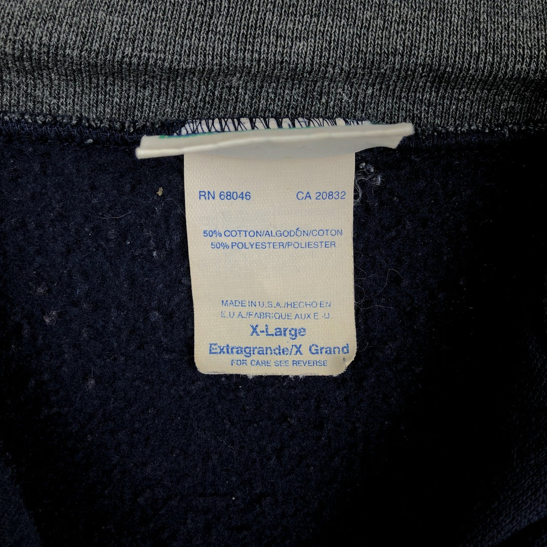 90'S Discus Athletic C Half-Zip Sweatshirt, Made in USA, Men's XL equivalent, Vintage cotton navy blue type Vintage Second Hand