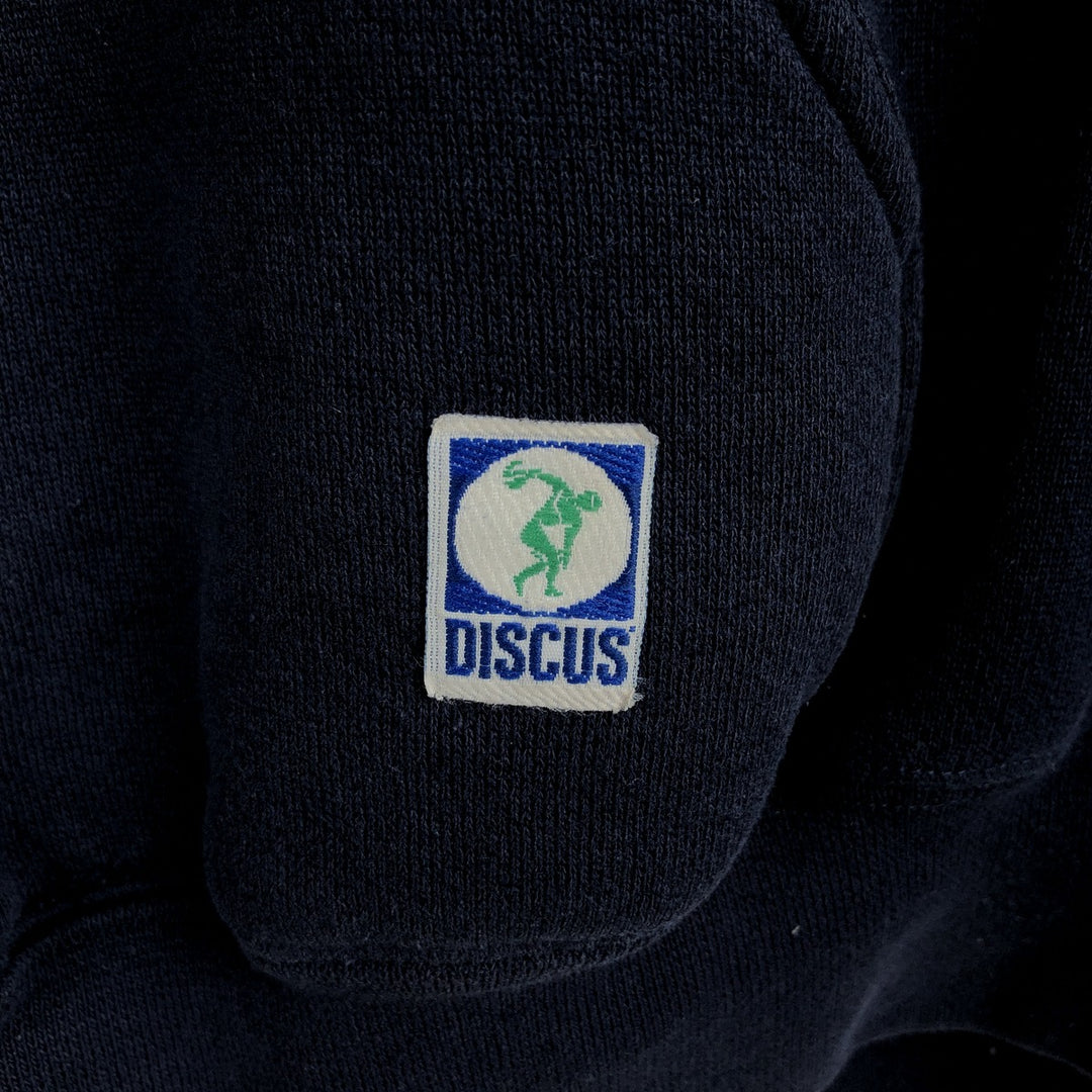 90'S Discus Athletic C Half-Zip Sweatshirt, Made in USA, Men's XL equivalent, Vintage cotton navy blue type Vintage Second Hand