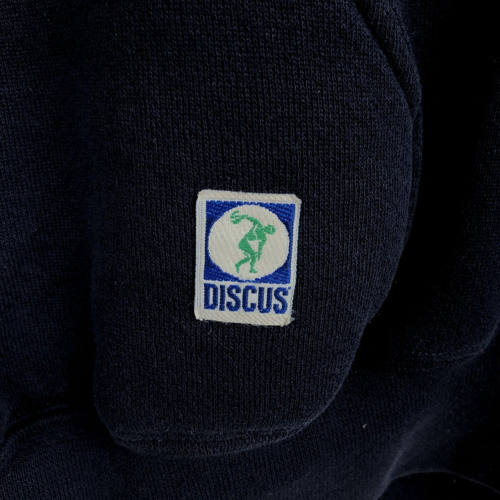 90'S Discus Athletic C Half-Zip Sweatshirt, Made in USA, Men's XL equivalent, Vintage cotton navy blue type Vintage Second Hand