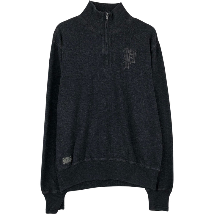 Ralph Lauren POLO RALPH LAUREN Half-zip sweatshirt, sweatshirt, men's size L cotton black type Vintage Second Hand