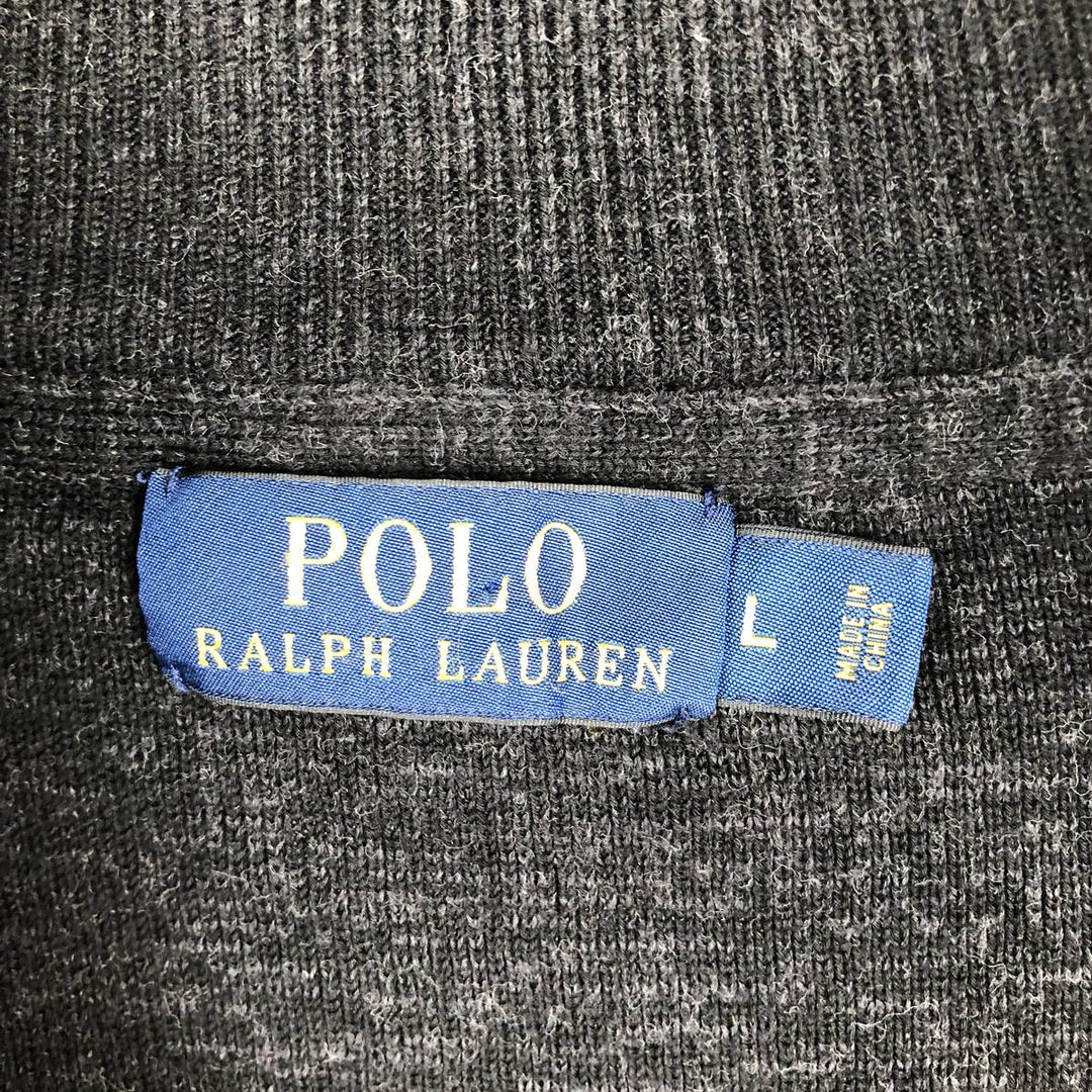 Ralph Lauren POLO RALPH LAUREN Half-zip sweatshirt, sweatshirt, men's size L cotton black type Vintage Second Hand