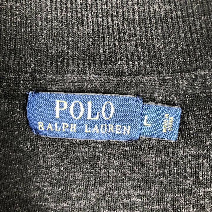 Ralph Lauren POLO RALPH LAUREN Half-zip sweatshirt, sweatshirt, men's size L cotton black type Vintage Second Hand
