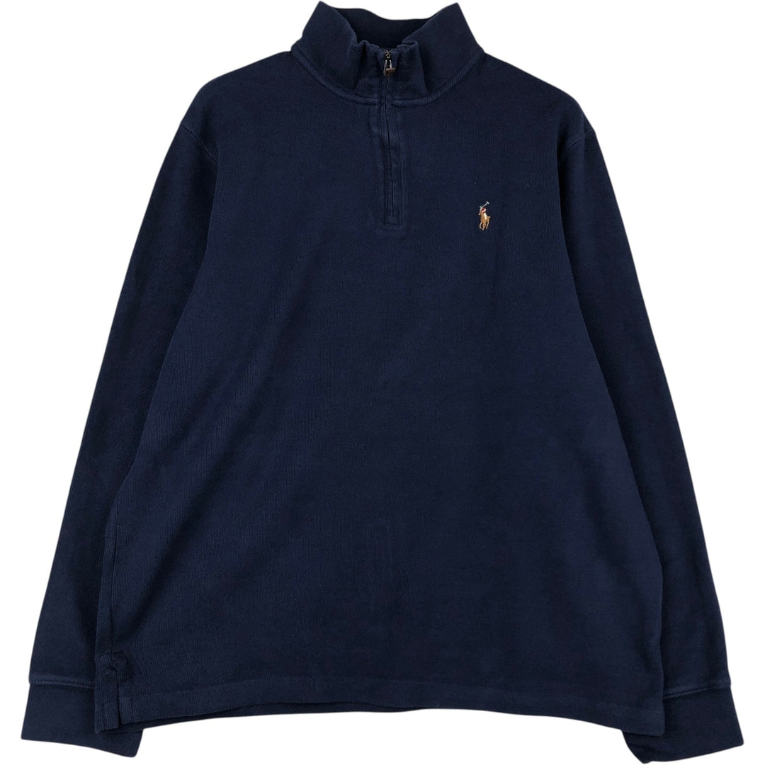 Ralph Lauren POLO RALPH LAUREN ESTATE RIB half-zip sweatshirt, sweatshirt, men's size L cotton navy blue type Vintage Second Hand