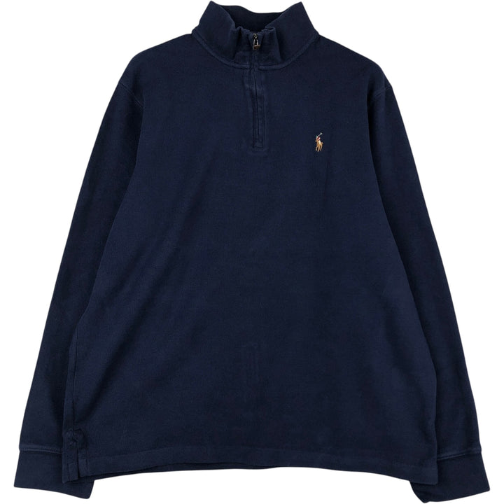 Ralph Lauren POLO RALPH LAUREN ESTATE RIB half-zip sweatshirt, sweatshirt, men's size L cotton navy blue type Vintage Second Hand